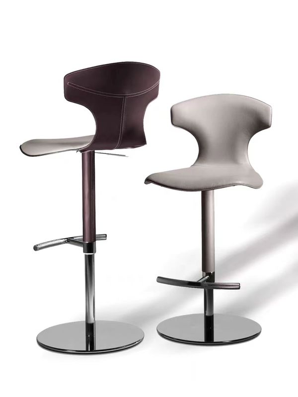 Adjustable Stylish Bar Stools Modern White Minimalist SS Base For Casual Entertainment Area