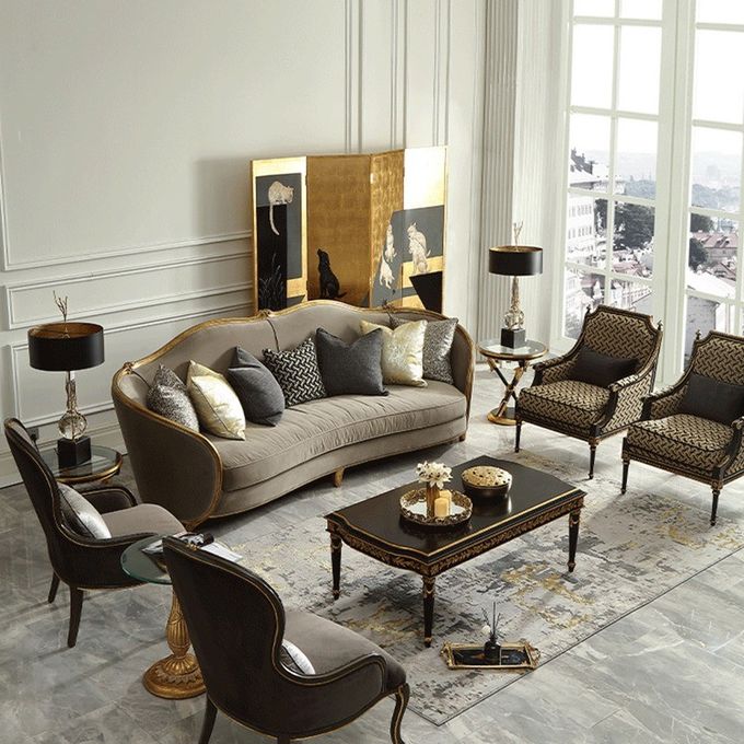 French Antique Hotel Lobby Furniture Office Room Sofa Sets 1