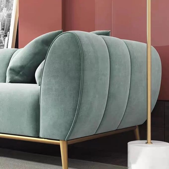 Modern Interior Green Velvet Sofa For Star Hotel Room Reception 1