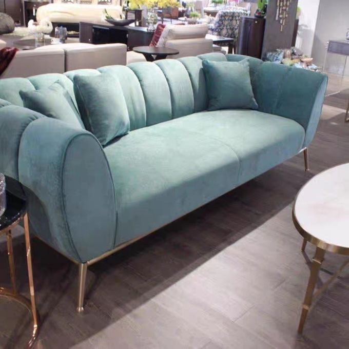 Modern Interior Green Velvet Sofa For Star Hotel Room Reception 2