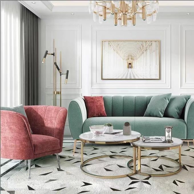 Modern Interior Green Velvet Sofa For Star Hotel Room Reception 0