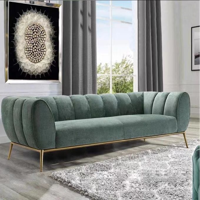 Modern Interior Green Velvet Sofa For Star Hotel Room Reception 3