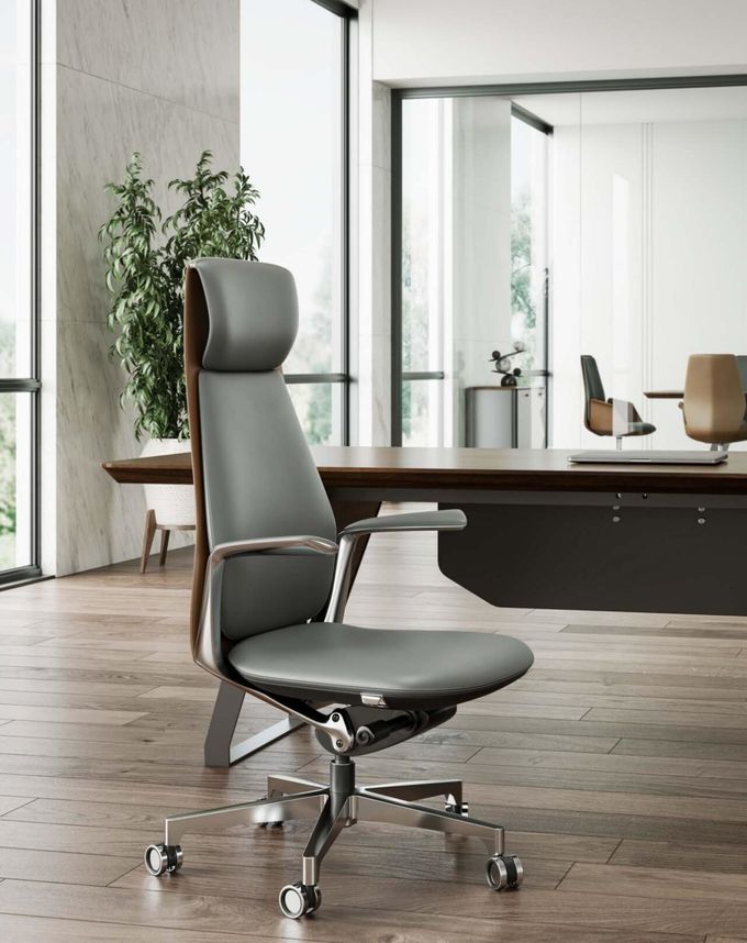 Modern Office Swivel Chair Hotel Study Room High Back Comfortable Leather Chair 4