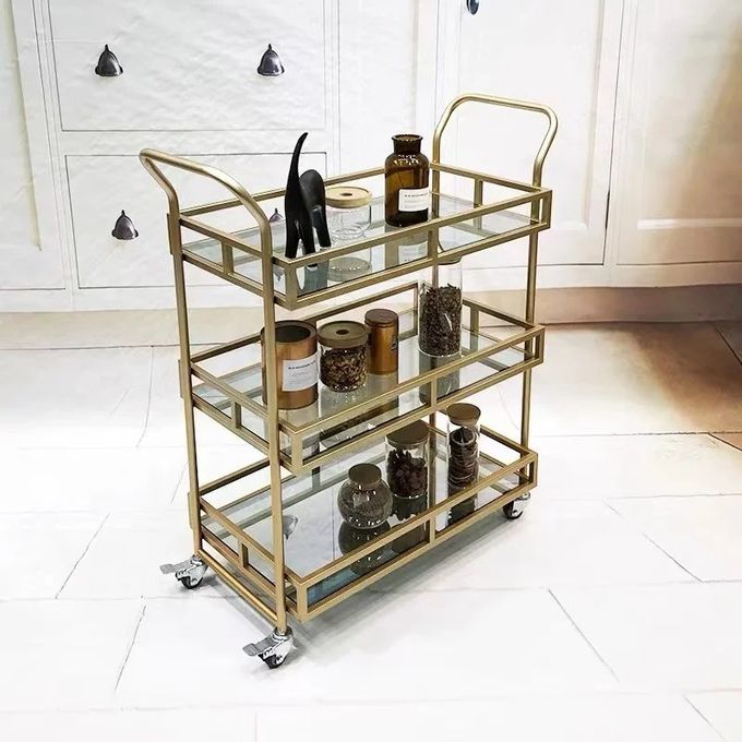 Nordic Gold Dining Car Hotel Restaurant Mobile Trolley Bar Club Fruit Beverage Cart 5