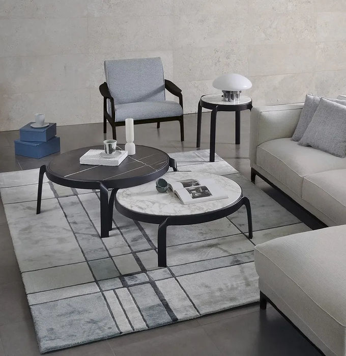 Premium Interior Coffee Side Table With Marble Top Curved Walnut Frame Legs 4