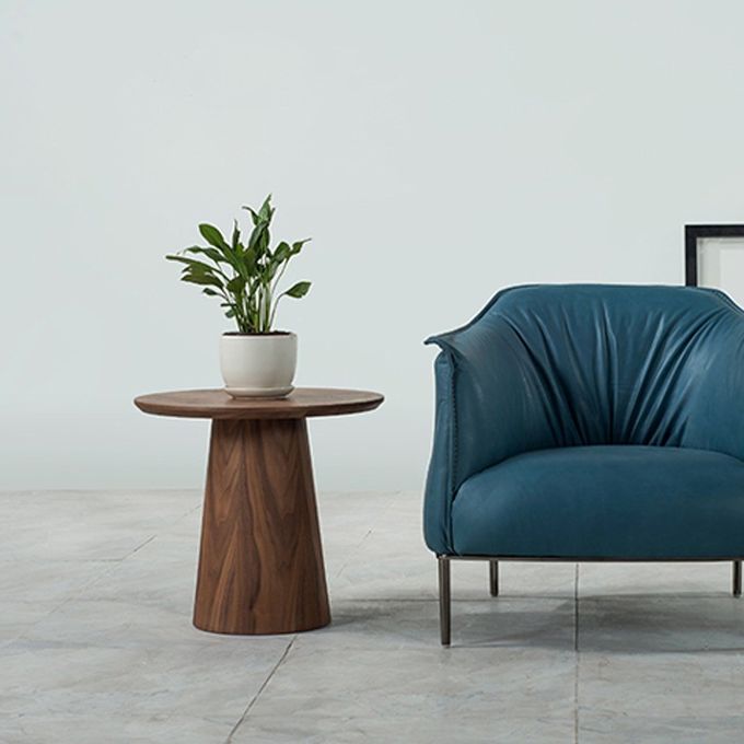 Creative Walnut Combo Round End Table Original Wood Grain Finish Low Coffee Table 3