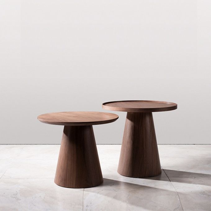 Creative Walnut Combo Round End Table Original Wood Grain Finish Low Coffee Table 4