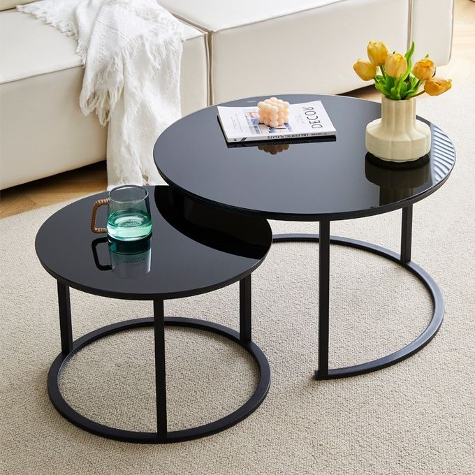 Modern Low Matt Lacquered Metal Coffee Table Set For Hotel Home Office 5