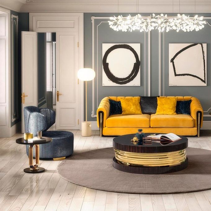Bright Gold Creative Lounge Side Table Metal Round Coffee Table For Hotel Office 5