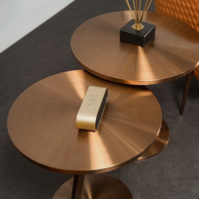 Class Brushed Brass Stainless Steel Side Table Small Round Table Coffee Table 4