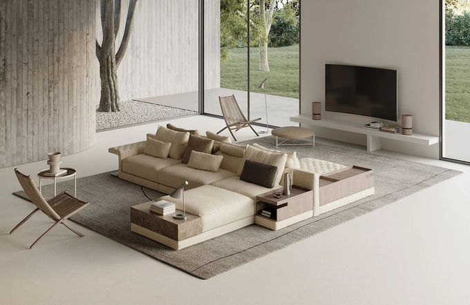 Practical Sectional Double-Sided Fabric Sofa For Multipurpose Large Space 5