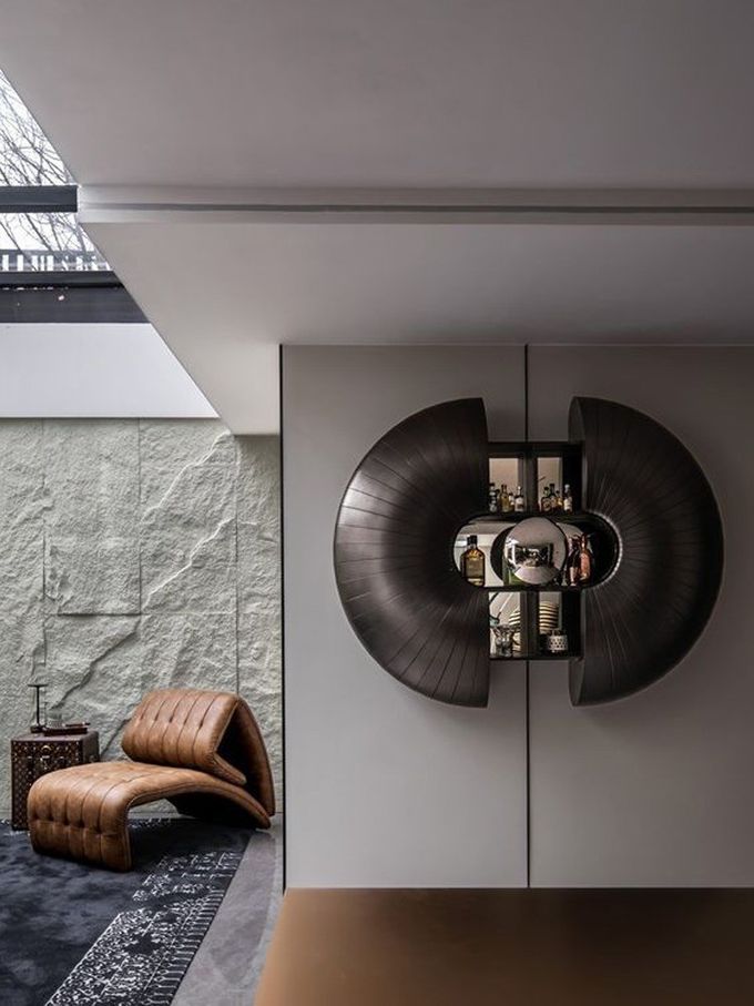 Premium Grey Wall Mounted Bar Wine Cabinet Automatic Wall Hanging Decoration 6