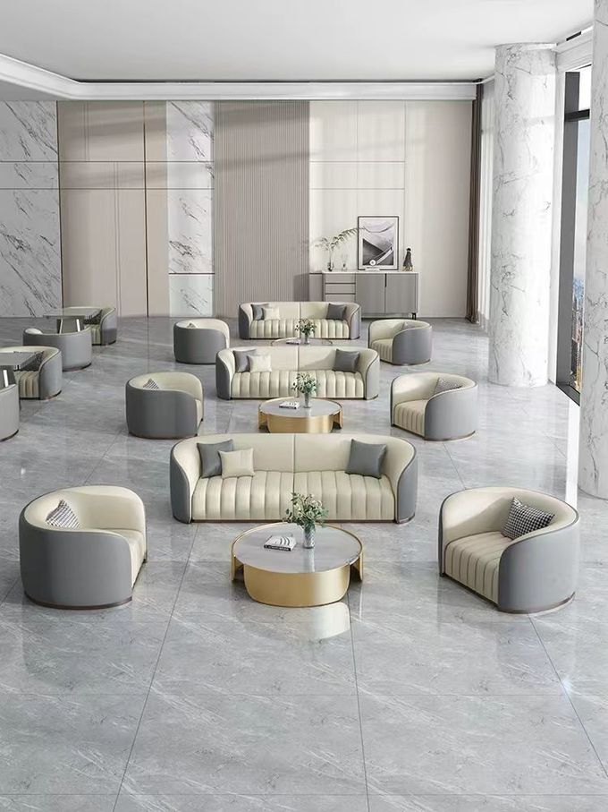 Modern Hotel Lobby Furniture Sectional Sofa and table set For Reception And Negotiation Area 2