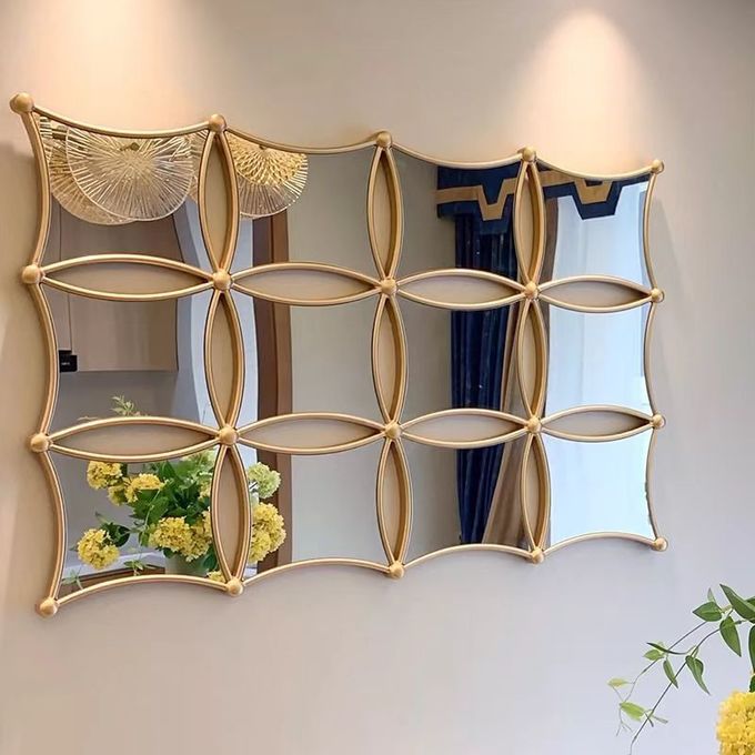 5 Star Hotel Light Luxury Style Metal Frame Wall Decorative Artistic Mirror 0