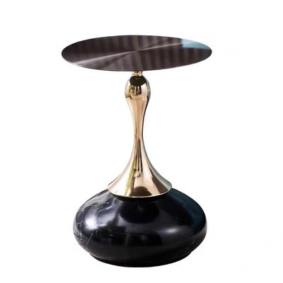 Good price Golden Stainless Steel Hotel Furniture Table With Lovely Round Base Rock Plate online