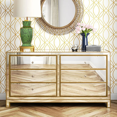 Good price Custom Modern Luxury Display Cabinets With 6 Dawers Mirror Facet Dresser online