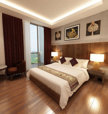 Quality OEM Hospitality Hotel Bedroom Furniture Modern Walnut Wood Finish factory