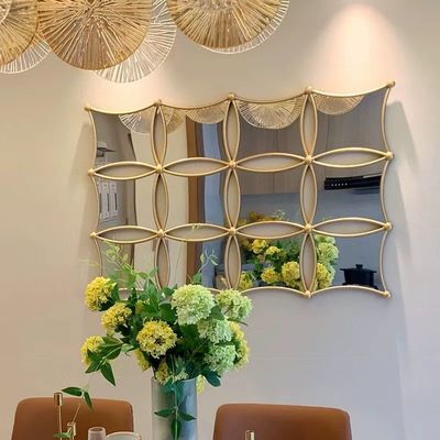 Good price 5 Star Hotel Light Luxury Style Metal Frame Wall Decorative Artistic Mirror online